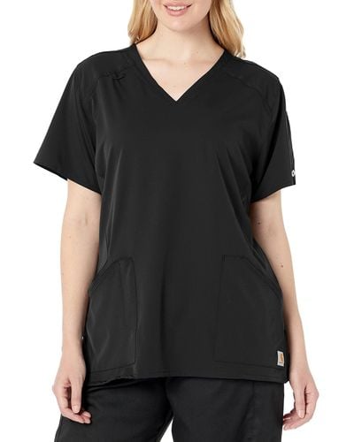 Carhartt Womens Multi-pocket V-neck Medical Scrubs Shirt - Black