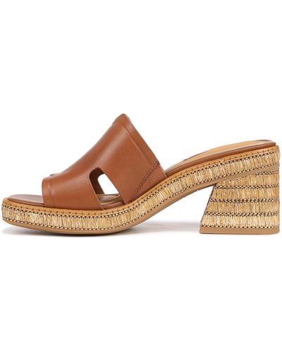 Franco Sarto S Florence Fashion Slide Heeled Sandals Cognac Brown Leather 7 M