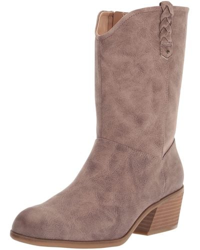 Dr. Scholls S Layla Western Boot Taupe Fabric 8 M - Brown