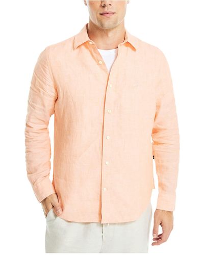 Nautica Sustainably Crafted Classic Fit Linen Shirt - Pink