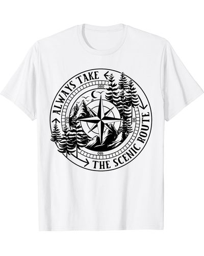 Camper Always Take The Scenic Route T-shirt - White