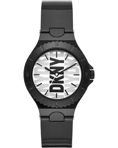 DKNY Chambers Quartz Nylon And Silicone Three-hand Casual Watch - Black