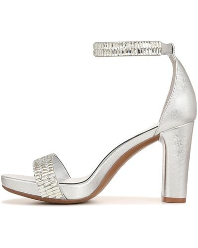 Naturalizer S Joy-sparkle Jeweled Block Heel Dress Sandal Silver Satin 8 M - Metallic