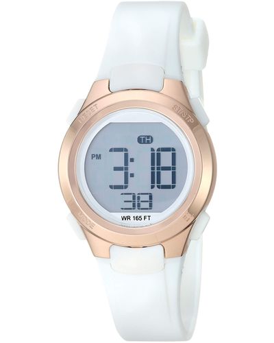 Amazon Essentials Digital Chronograph Rose Gold-tone And White Resin Strap Watch - Multicolor