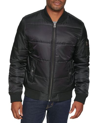Levi's Mens Quilted Puffer Bomber Jacket Coat - Black