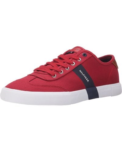 Tommy Hilfiger Pandora Lace Up Low Top Sneakers - Red