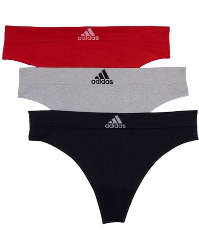 adidas Seamless Thong Underwear 3-pack Panties - Red