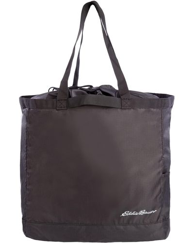 Eddie Bauer Stowaway Packable 25l Cinch Tote With Adjustable Cord-lock Closure And Exterior Slip Pocket - Black