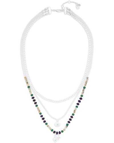 Lucky Brand Multi Beaded Charm Layer Necklace - White