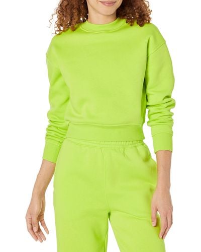 Amazon Essentials Bauchfreies Sweatshirt mit überschnittenen Schultern - Grün