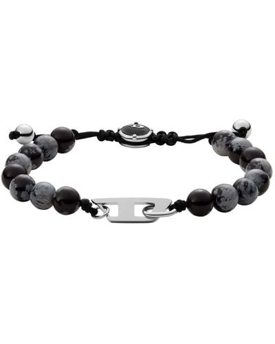 DIESEL All-gender Stainless Steel And Beaded Bracelet - Black