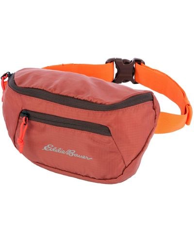 Eddie Bauer Stowaway Packable Waistpack-Made from Ripstop Polyester with 2 Secure Zip Pockets - Arancione