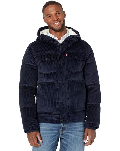 Levi s Heavyweight Mid length Hooded Military Puffer Jacket in