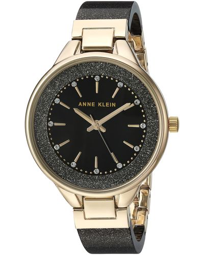 Anne Klein Premium Crystal Accented Resin Bangle Watch - Metallic