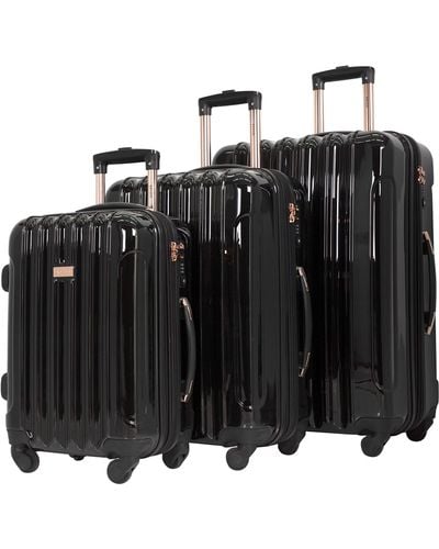 Kensie 3 Piece "alma" Light Metallic Style Tsa-lock Spinner Luggage Set - Black