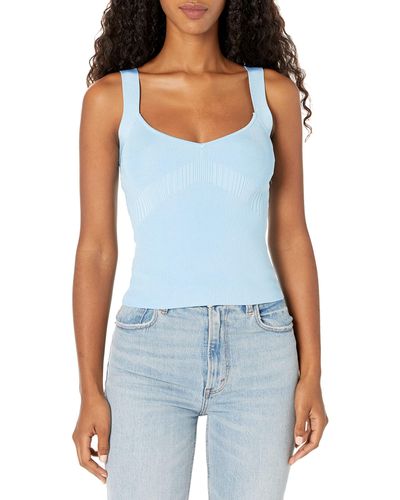 Guess Essential Sleeveless Alcosta Rib Mapped Top - Blue