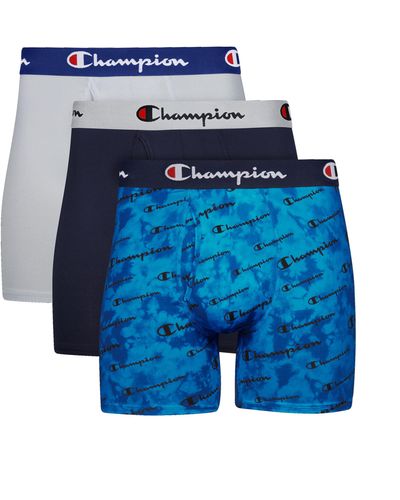 Champion Mens Lightweight Stretch 3 Pack Boxer Briefs - Blue