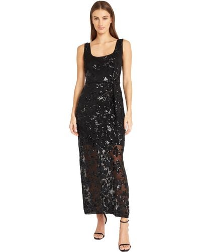 Donna Morgan S Floral Sequin With Low Scoop Back | Maxi Party Special Occasion Dress - Black