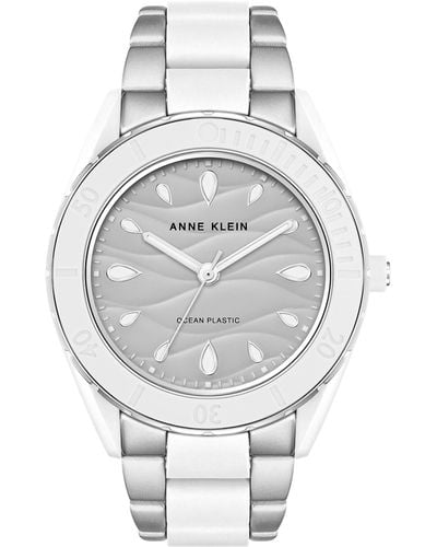 Anne Klein Solar Recycled Ocean Plastic Bracelet Watch - Gray