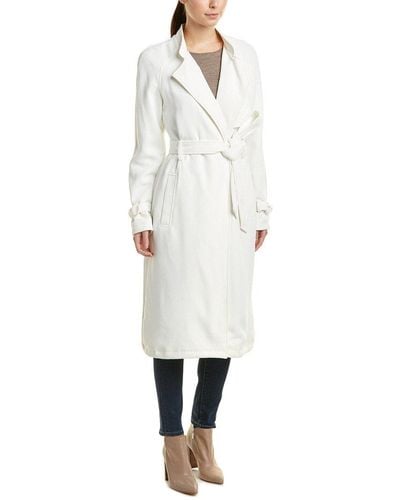 Rachel Roy Womens Crepe Trenchcoat - White