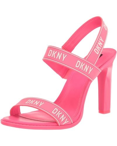 DKNY Open Toe Logo Fashion Pump Heel Heeled Sandal - Pink