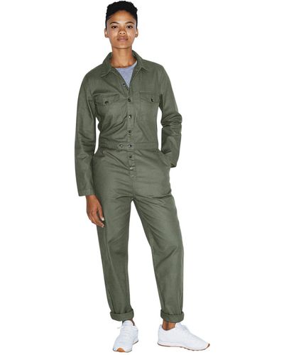 American Apparel Long Sleeve Twill Coverall - Green