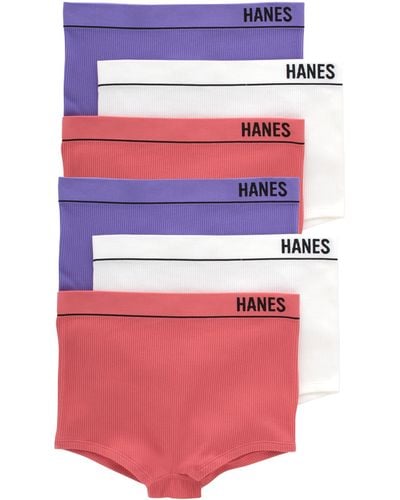 Hanes Originals Seamless Stretchy Ribbed Boyfit Panties Pack in Pink