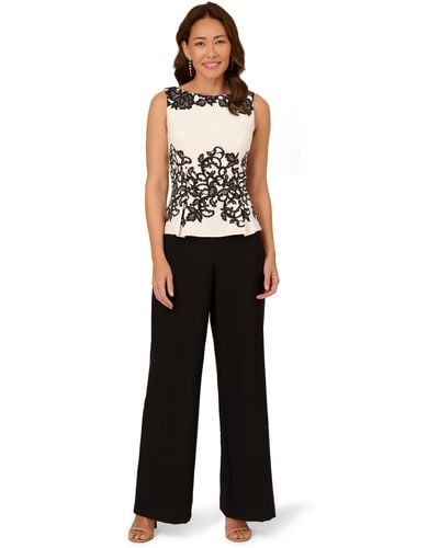 Adrianna Papell Scroll Lace Jumptsuit - White