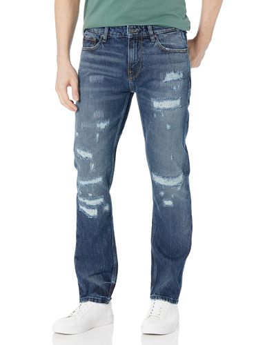 Guess Destroyed Slim Straight Jeans - Blue