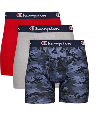 Champion Cotton Stretch Total Support Pouch Boxer Brief 3 Pack - Blue