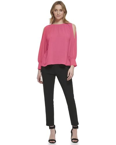 Calvin Klein Plus Cold Shoulder Blouse - Pink