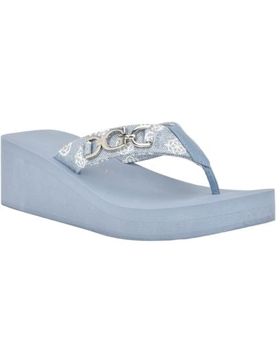 Guess Edany Wedge Sandaal Voor - Blauw