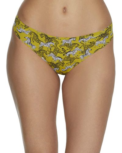 DKNY Womens Litewear Seamless Cut Anywhere Panty Thong Panties - Yellow