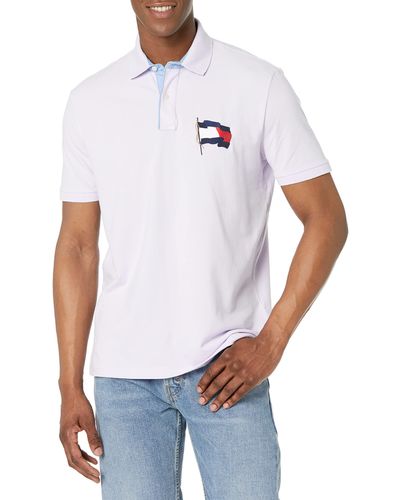 Tommy Hilfiger Mens Flag Pride In Custom Fit Polo Shirt - White