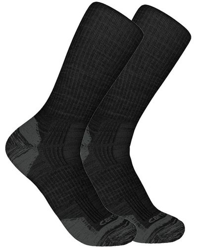 Carhartt Midweight Synthetic-wool Blend Crew Sock 2 Pack - Black