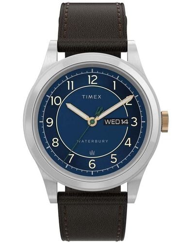 Timex Waterbury Traditional Day-date 39mm Tw2v28500vq Quartz Watch - Metallic