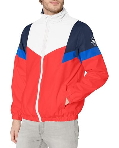 Perry Ellis Outerwear Lightweight Colorblock Active Outdoor Jacket - Red