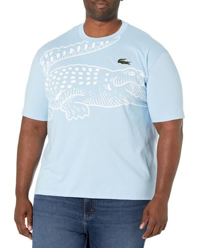 Lacoste Contemporary Collection's Short Sleeve Loose Fit Croc Graphic Tee Shirt - Blue