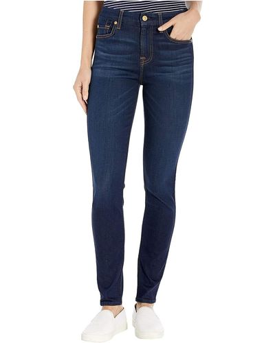 7 For All Mankind The High-waist Ankle Skinny In Slim Illusion Tried True - Blue