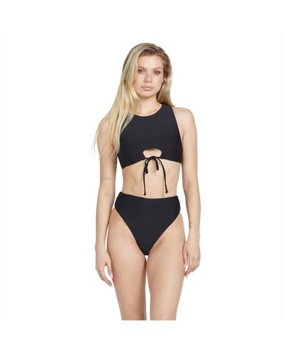 Volcom Standard Simply Seamless High Waist Swimsuit Bikini Bottom - Blue
