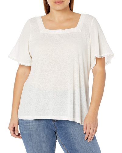 Jessica Simpson Milly Lace Trim Peasant Top - White