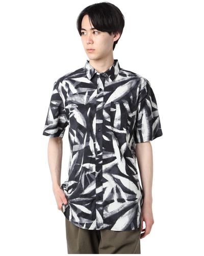 Volcom Echo Leaf Short Sleeve Button Down Hawaiian Shirt - Black
