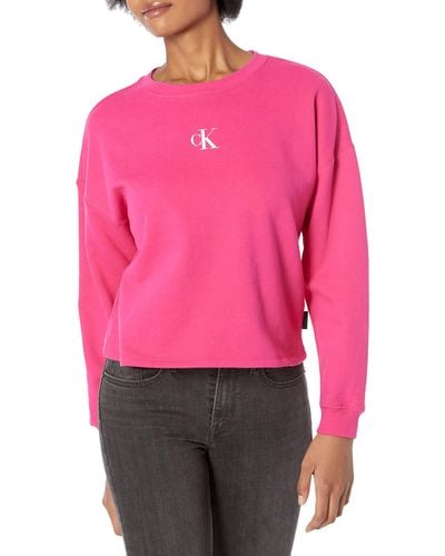 Calvin Klein Jeans Womens Jeans Long Sleeve Crew Neck - Pink