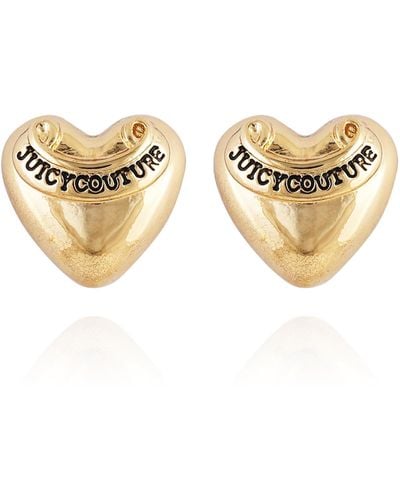 Juicy Couture Goldtone Signature Logo Heart Stud Earrings - Metallic