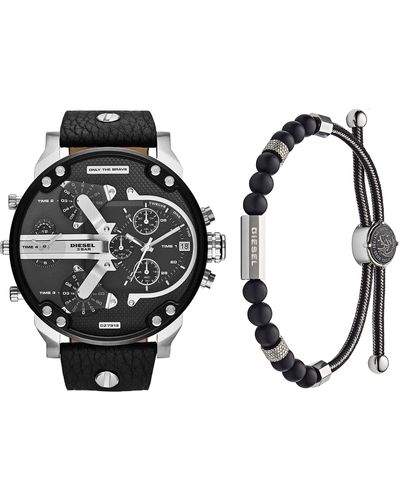 DIESEL Mr Daddy 2.0 Quartz Stainless Steel And Leather Chronograph Watch - Black