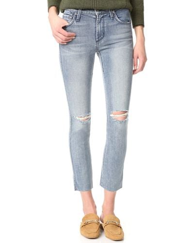 James Jeans Ankle Length Cigarrette Jean With Raw Hem In Heritage - Blue