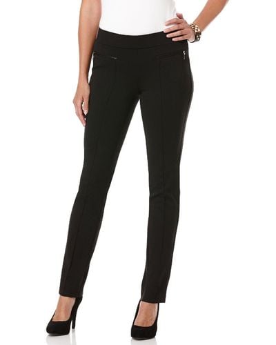 Rafaella Slim Comfort Fit Ponte Pant With Zips - Black
