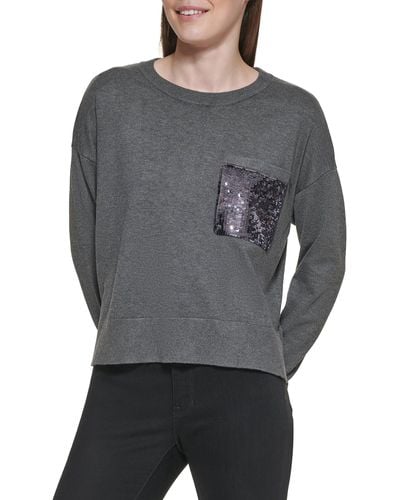 DKNY Everyday Essential Sequin Shirt - Gray