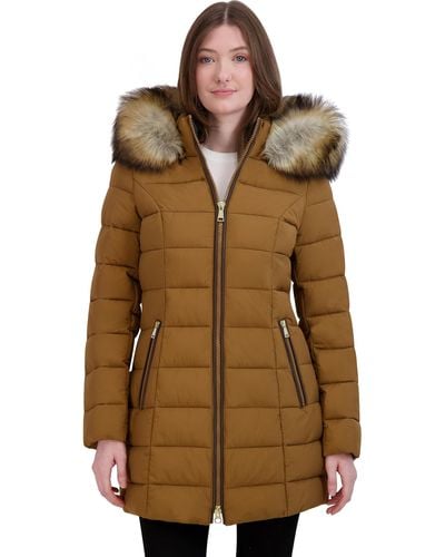 Laundry by Shelli Segal Mechanical Stretch Puffer Jacket - Brown