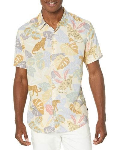 Guess Short Sleeve Eco Rayon Leopard Jungle Shirt - Multicolour